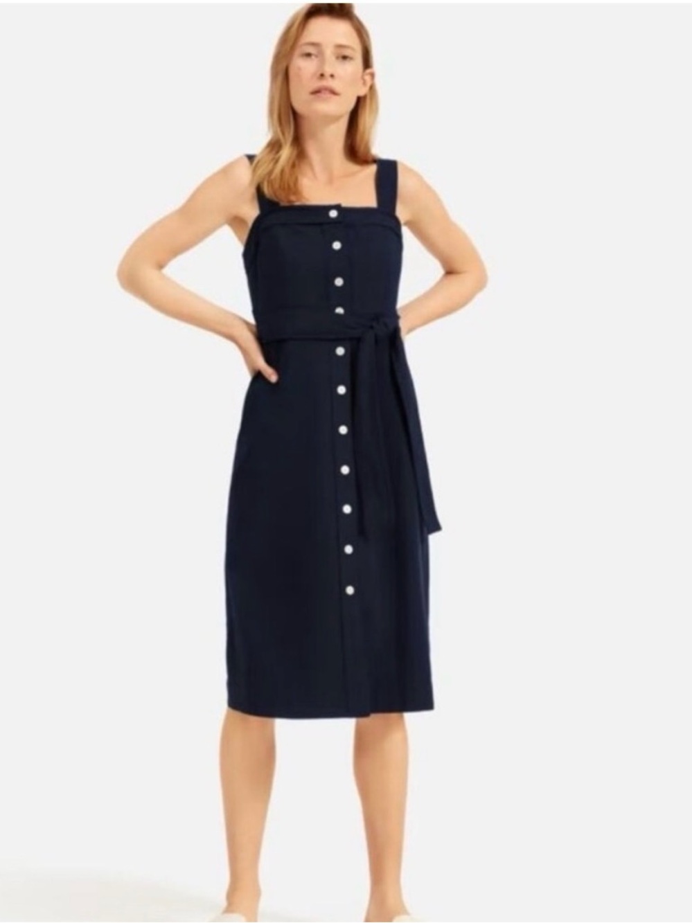 Everlane Wide Straps Cotton Midi Dress